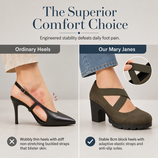 📢📢69% Off!!!🎉✨Women's Mary Jane shoes with a round toe, crisscross straps, block heel, platform, and cutouts, high heels