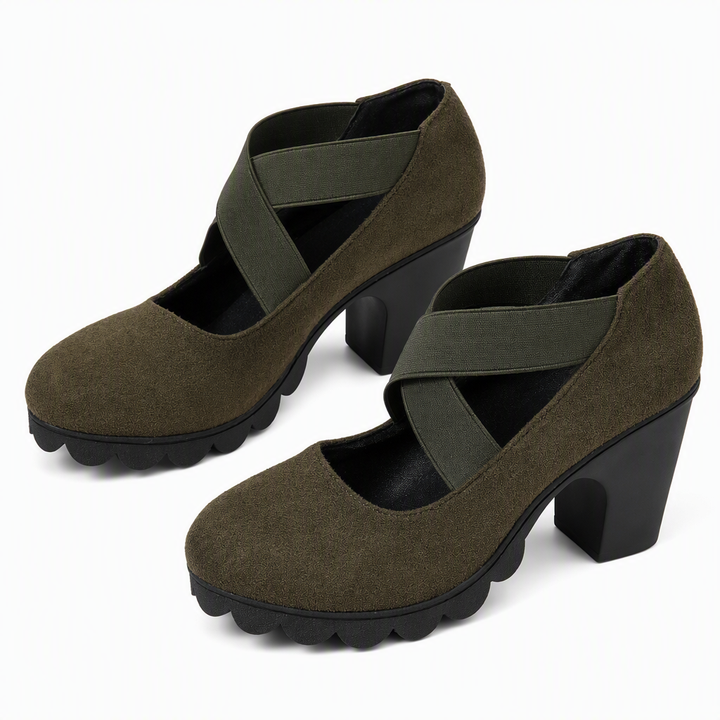 📢📢69% Off!!!🎉✨Women's Mary Jane shoes with a round toe, crisscross straps, block heel, platform, and cutouts, high heels