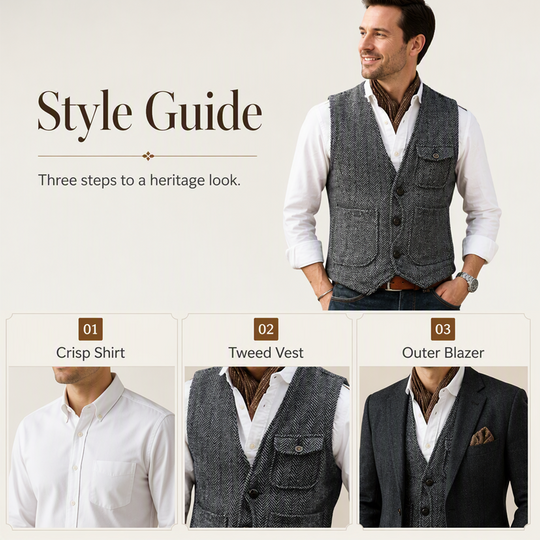 ✨ Vintage Smart Style | Men's Textured V-Neck Casual Waistcoat
