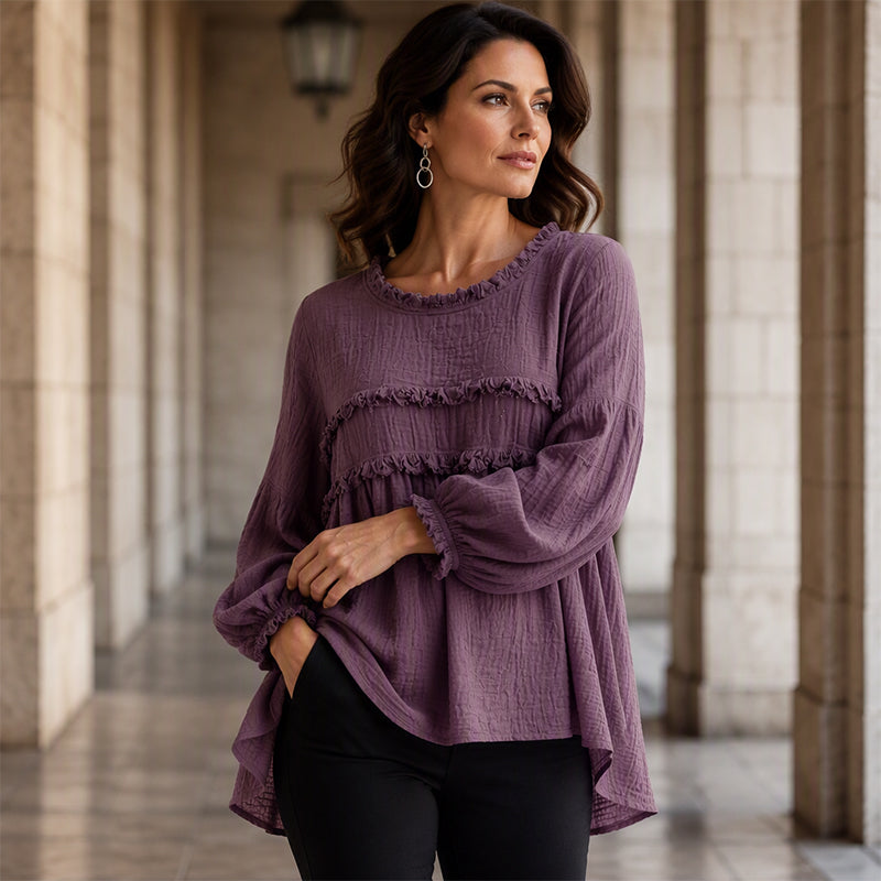 🛍️👚New Arrivals -Women's Loose Fit Fringe Trim Top