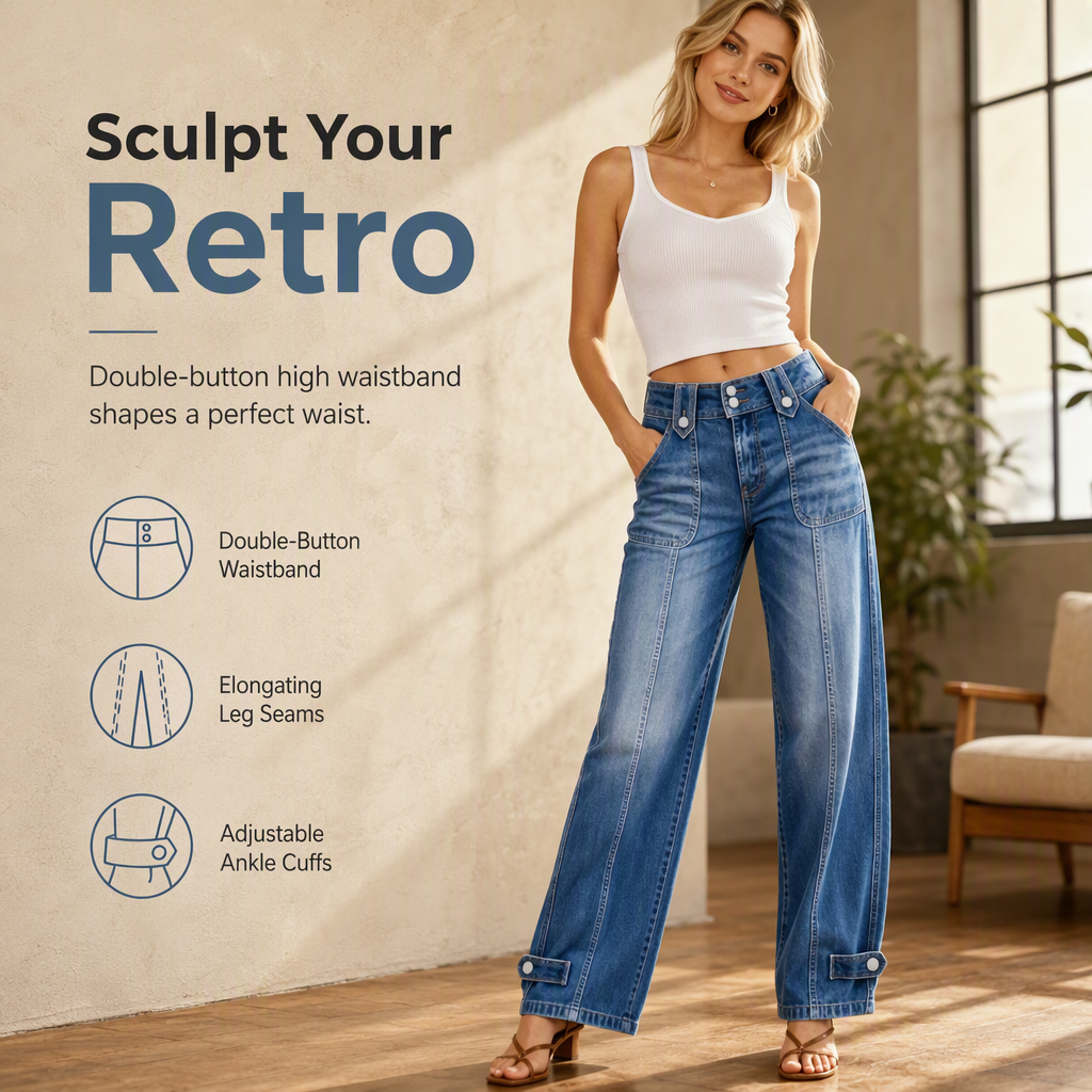 💙 Retro Fit, Longer-Looking Legs | Women's High-Rise Wide-Leg Denim Jeans