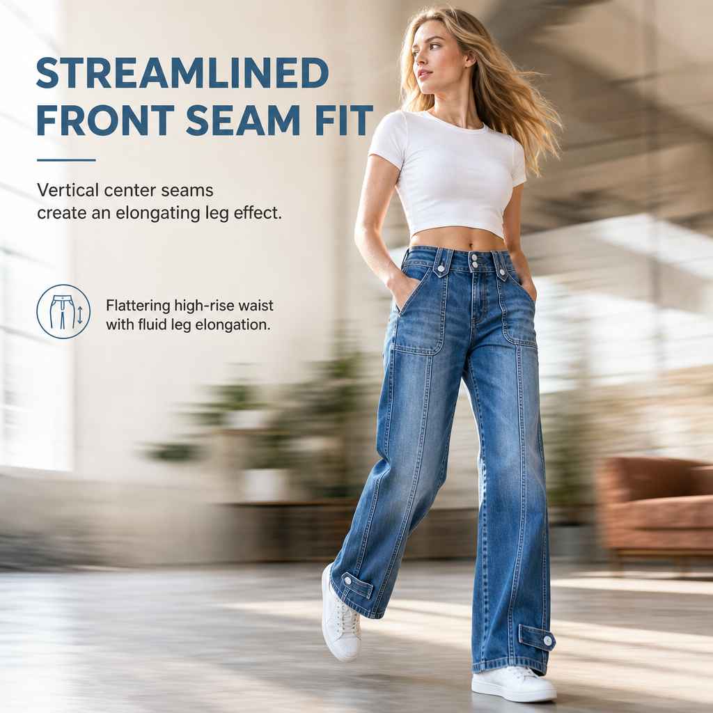 💙 Retro Fit, Longer-Looking Legs | Women's High-Rise Wide-Leg Denim Jeans