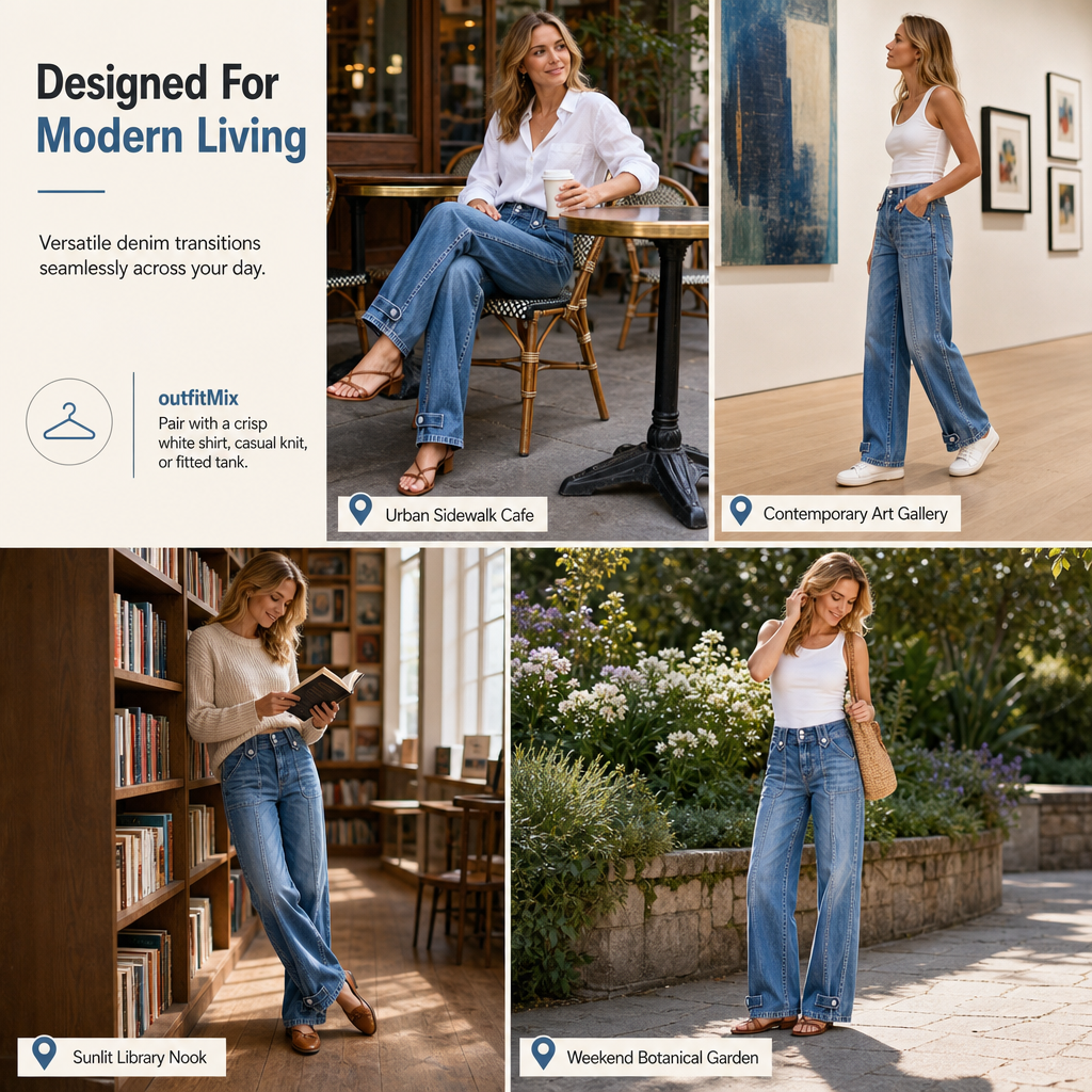 💙 Retro Fit, Longer-Looking Legs | Women's High-Rise Wide-Leg Denim Jeans