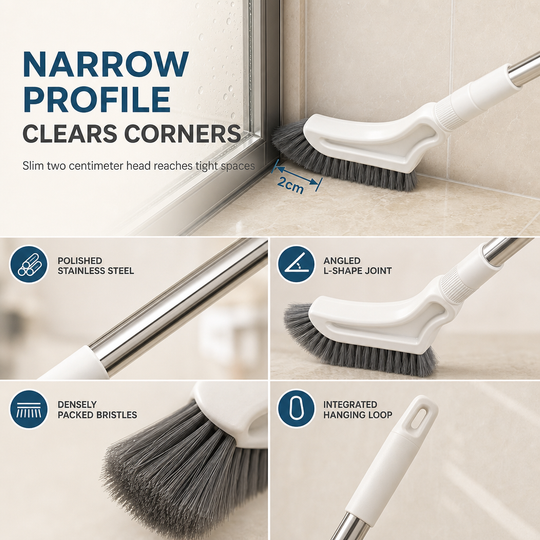 🧹✨ Extendable Floor Scrub Brush – Long Handle & 2cm Slim Head for Tight Corners