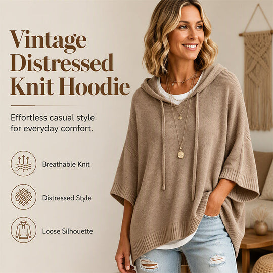 🍂Autumn Hot Sale 60% OFF🔥Women's Hooded Drawstring Knit Pullover