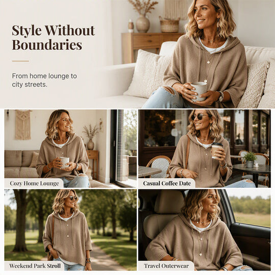 🍂Autumn Hot Sale 60% OFF🔥Women's Hooded Drawstring Knit Pullover
