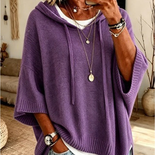 🍂Autumn Hot Sale 60% OFF🔥Women's Hooded Drawstring Knit Pullover