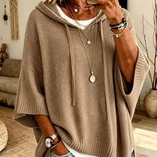 🍂Autumn Hot Sale 60% OFF🔥Women's Hooded Drawstring Knit Pullover