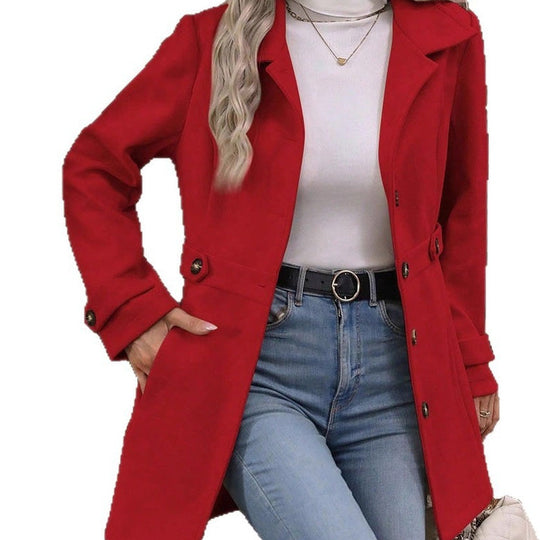 💖 Tailored to Flatter | Women's Belted Single-Breasted Slim Coat