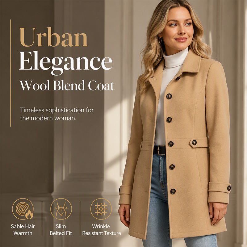 💖 Tailored to Flatter | Women's Belted Single-Breasted Slim Coat