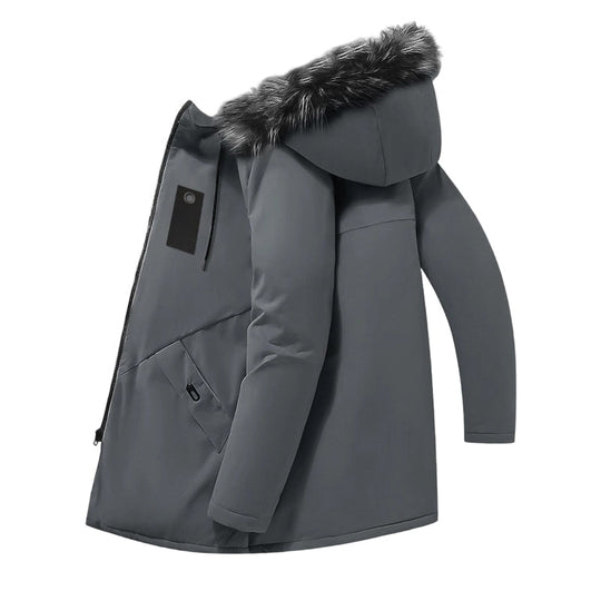 ✨Men's Windproof Hooded Thermal Mid-Length Parka Jacket