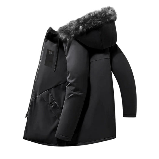 ✨Men's Windproof Hooded Thermal Mid-Length Parka Jacket