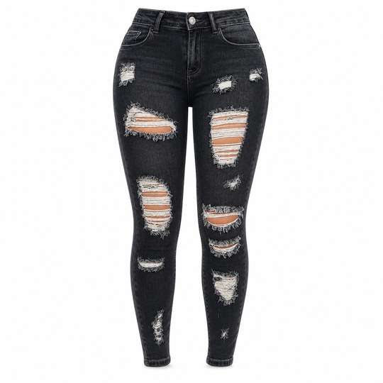 Women's High Waisted Ripped Skinny Jeans Distressed Stretch Denim Pants