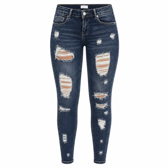 Women's High Waisted Ripped Skinny Jeans Distressed Stretch Denim Pants