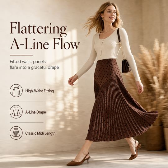 👗✨Women's High Waist Polka Dot Pleated Skirt