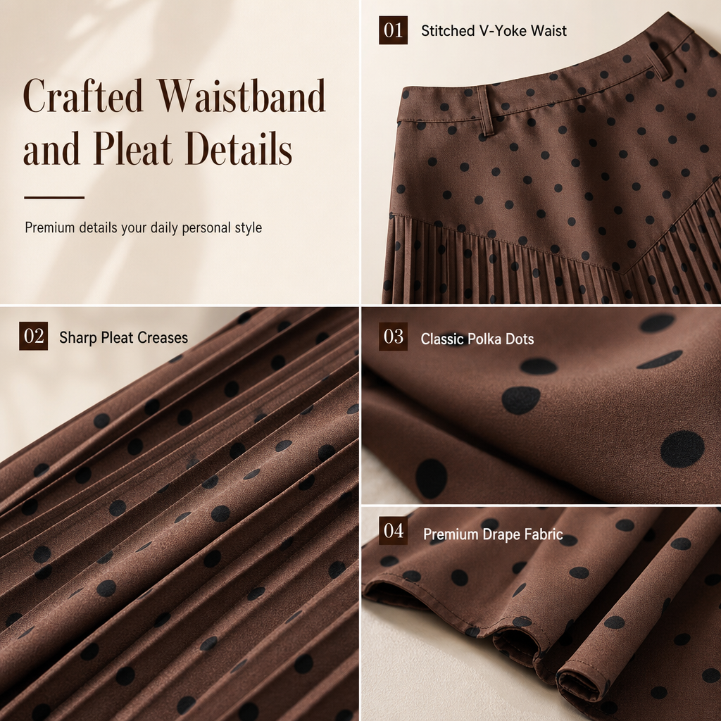 👗✨Women's High Waist Polka Dot Pleated Skirt
