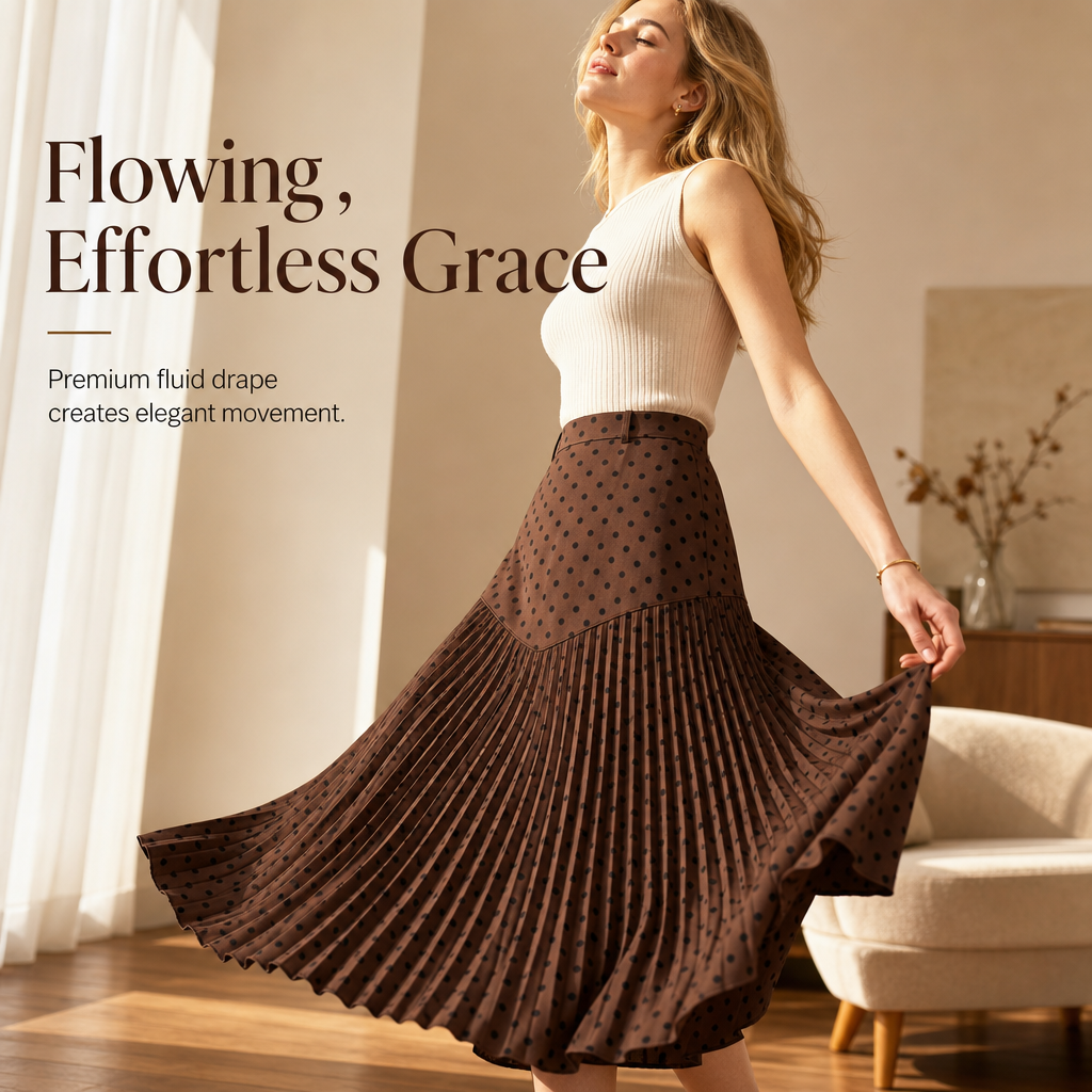 👗✨Women's High Waist Polka Dot Pleated Skirt