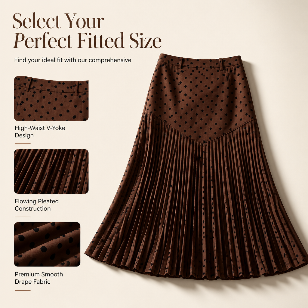 👗✨Women's High Waist Polka Dot Pleated Skirt