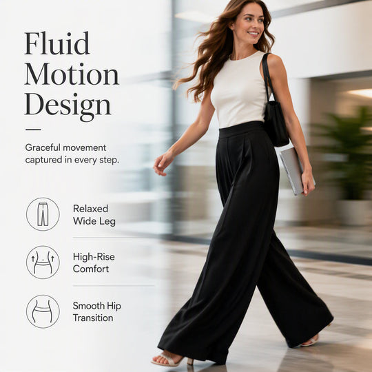 👖 Flattering High Rise, Dramatic Drape | Women's Pleated Wide-Leg Pants