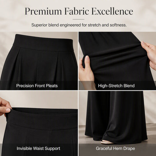 👖 Flattering High Rise, Dramatic Drape | Women's Pleated Wide-Leg Pants