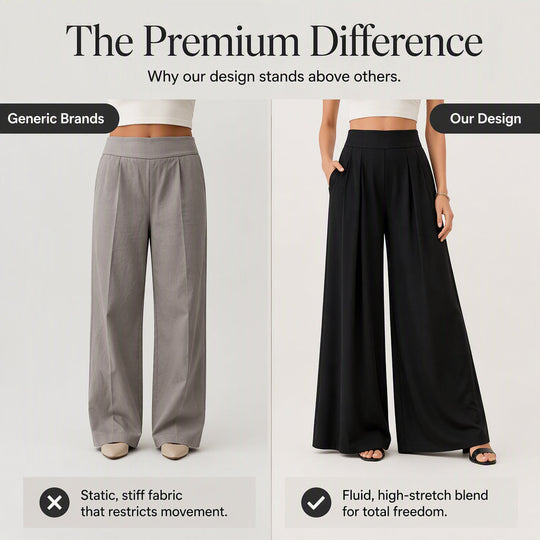 👖 Flattering High Rise, Dramatic Drape | Women's Pleated Wide-Leg Pants