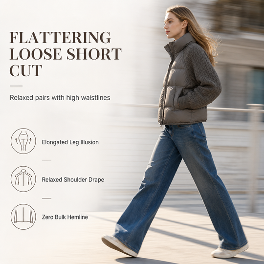 🧶 Knit Sleeves, Puffer Warmth | Women's Cable-Knit Patchwork Puffer Jacket