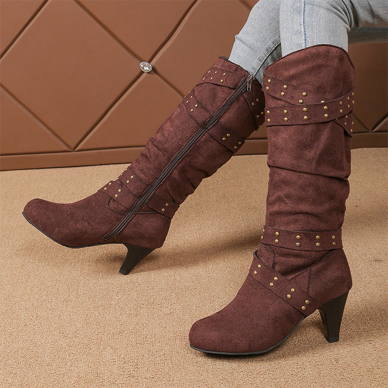 Women's Faux Suede Slouchy Knee High Boots