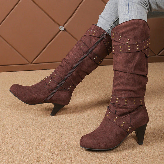 Women's Faux Suede Slouchy Knee High Boots
