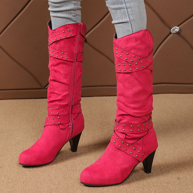 Women's Faux Suede Slouchy Knee High Boots