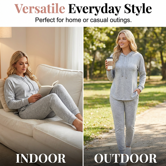 ☁️ Cozy Matching Style, Easy Everyday Fit | Women's Hooded 2-Piece Set