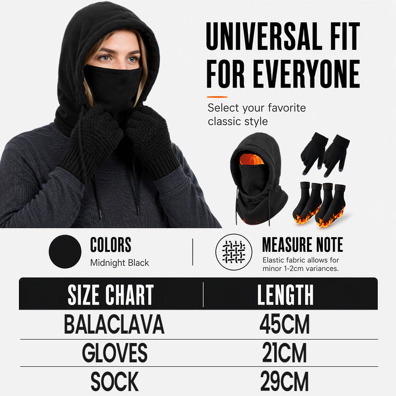 🎅Xmas Hot Sales - 58% off💥Balaclava Hood with Touchscreen Gloves & Socks Set