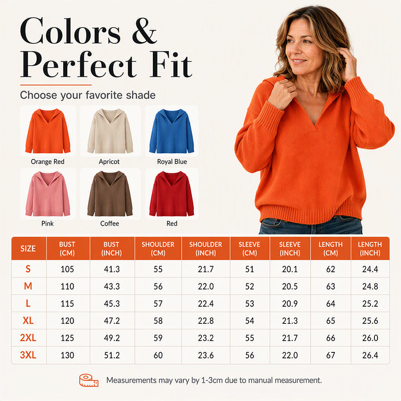💕Hot Sale-50% Off🎁Women's V-Neck Lapel Collar Knit Sweater