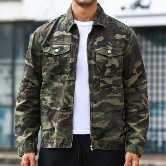 💥 Camo Contrast, Street-Ready Denim | Men's Structured Jacket