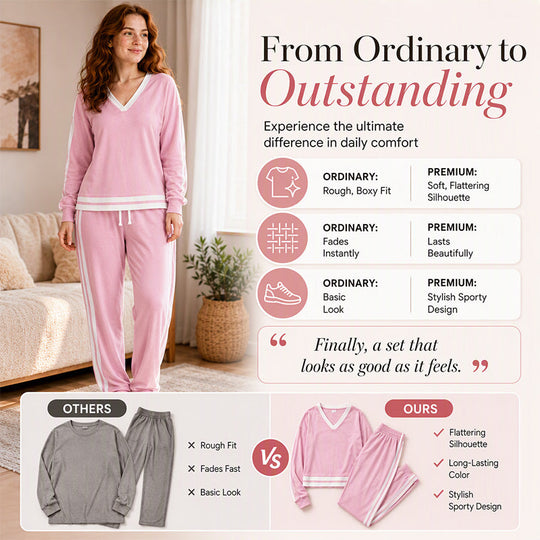 ✨ Flattering V-Neck, Relaxed Wide-Leg Flow | Women's 2-Piece Set