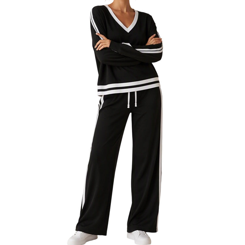 ✨ Flattering V-Neck, Relaxed Wide-Leg Flow | Women's 2-Piece Set