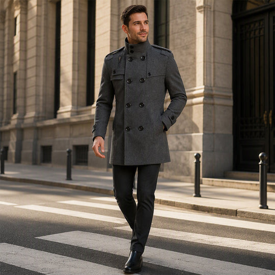 Men's Slim Fit Double Breasted Trench Coat