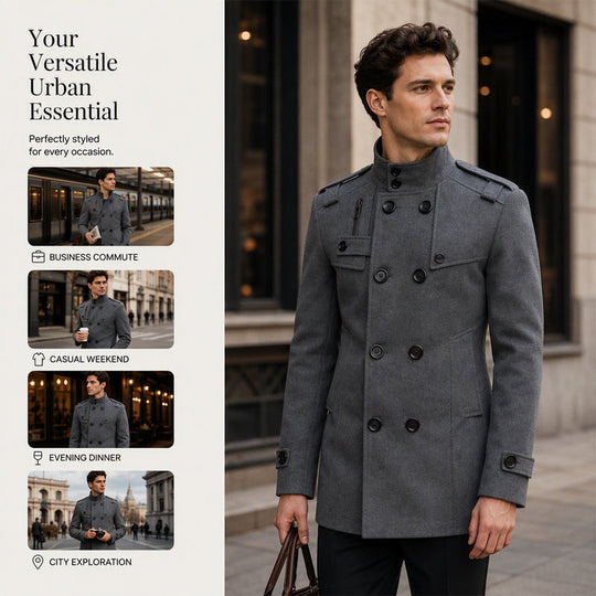 Men's Slim Fit Double Breasted Trench Coat