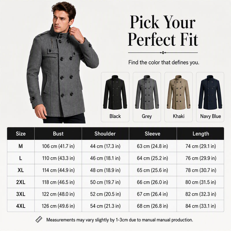 Men's Slim Fit Double Breasted Trench Coat