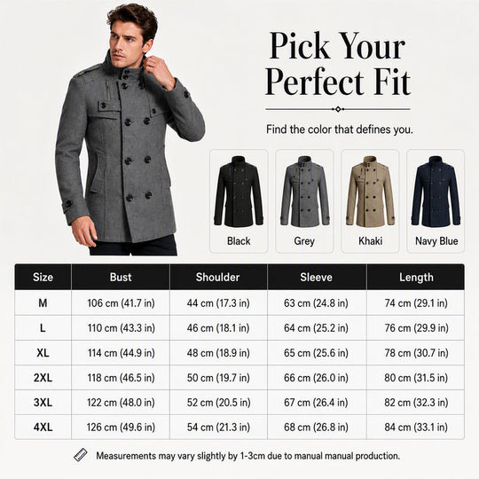 Men's Slim Fit Double Breasted Trench Coat