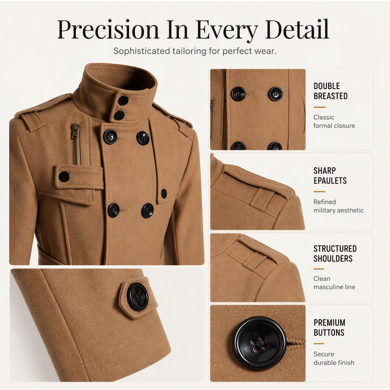 Men's Slim Fit Double Breasted Trench Coat