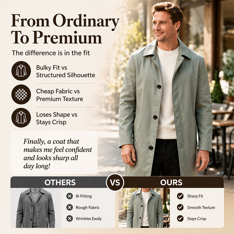 ⏳Last Day Special Price:£19.99!!!💥Men's Minimalist Single-Breasted Mid-Length Coat