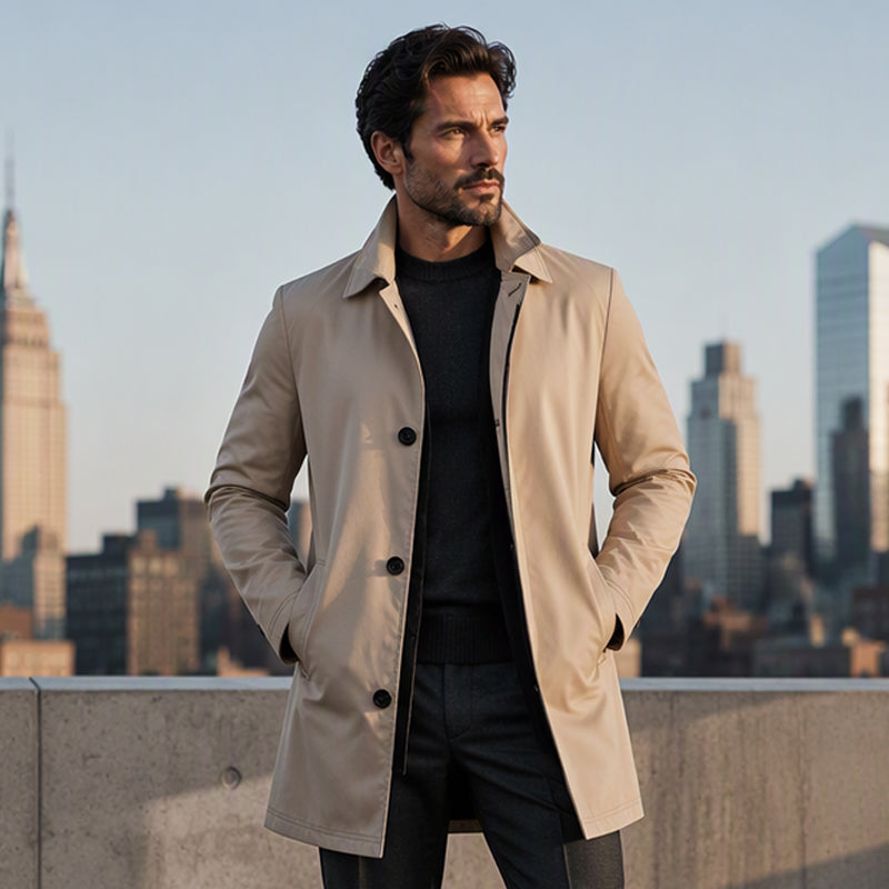 ⏳Last Day Special Price:£19.99!!!💥Men's Minimalist Single-Breasted Mid-Length Coat