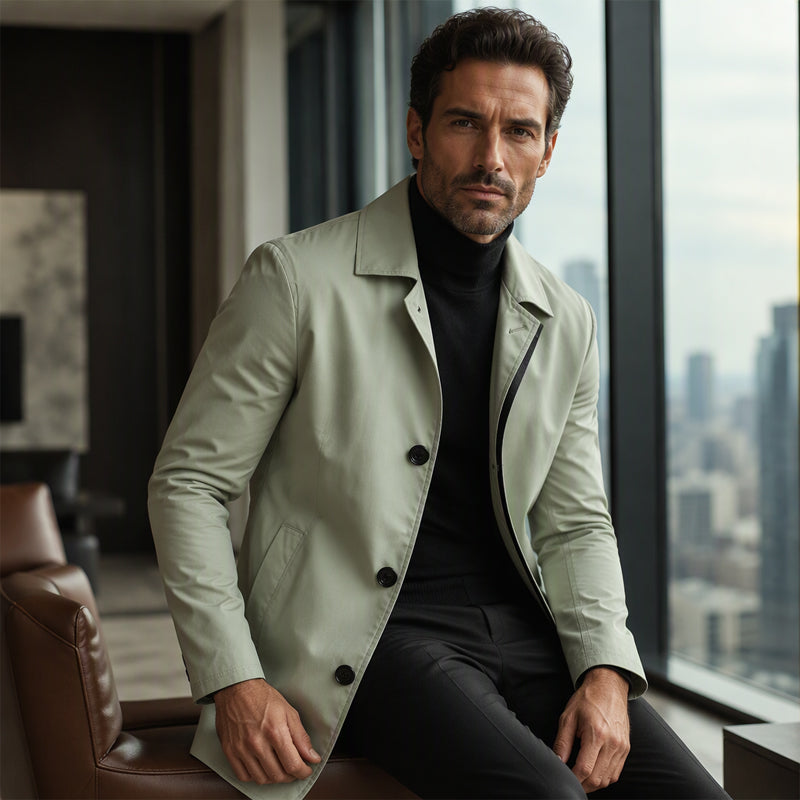 ⏳Last Day Special Price:£19.99!!!💥Men's Minimalist Single-Breasted Mid-Length Coat