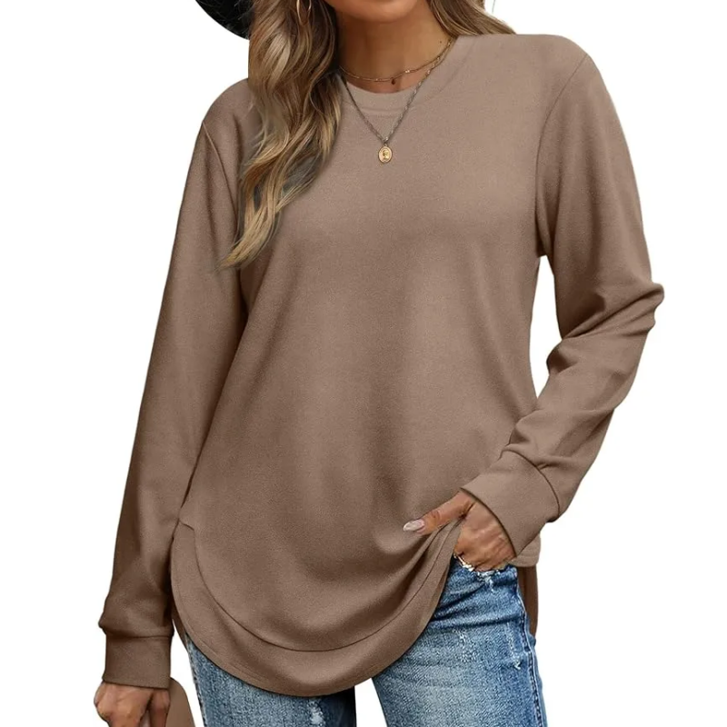 ⏳LAST DAY SALE 50% OFF!!🔥Women’s Solid High Low Hem Long-Sleeve Tops
