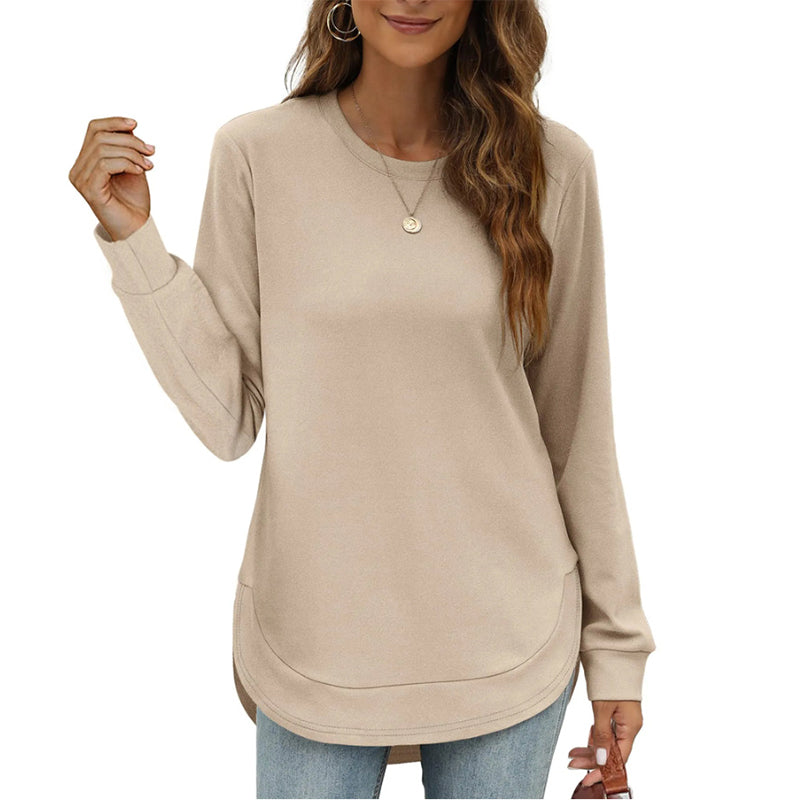 ⏳LAST DAY SALE 50% OFF!!🔥Women’s Solid High Low Hem Long-Sleeve Tops