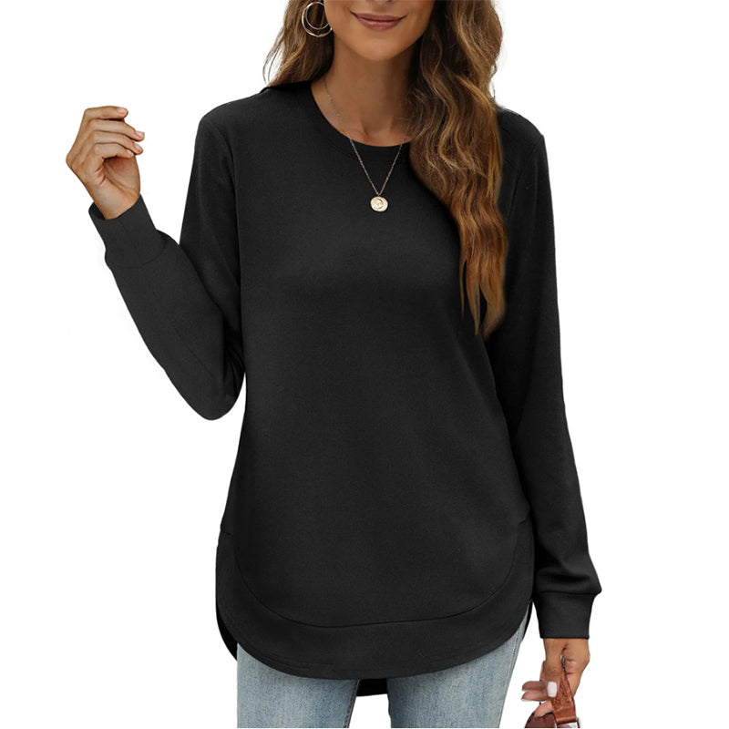 ⏳LAST DAY SALE 50% OFF!!🔥Women’s Solid High Low Hem Long-Sleeve Tops
