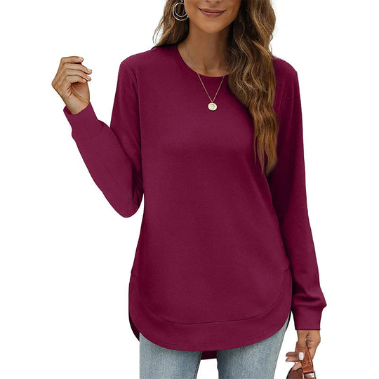 ⏳LAST DAY SALE 50% OFF!!🔥Women’s Solid High Low Hem Long-Sleeve Tops