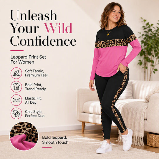 Women's Casual Leopard Print 2-Piece Set – Trendy, Comfortable, Effortless Everyday Style