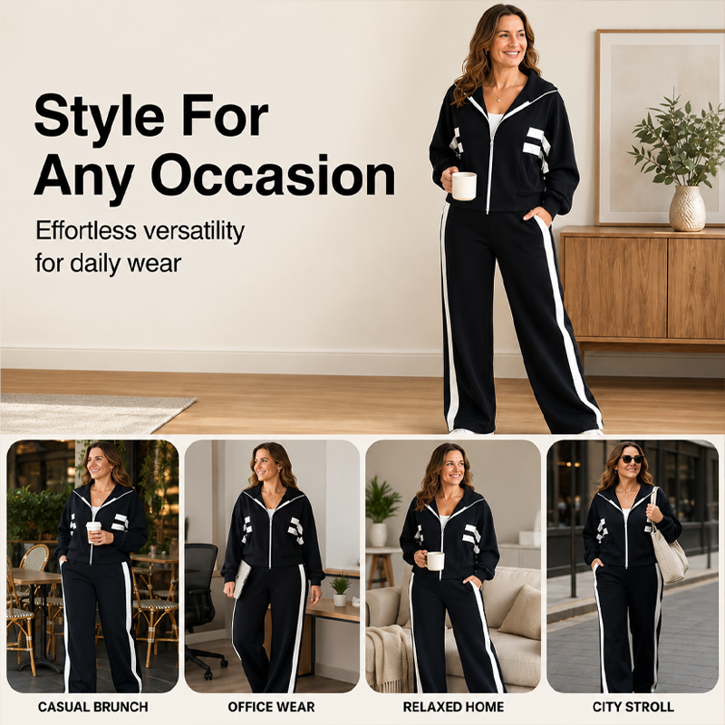 🌸Hot Sale 50% OFF💖Women's Stripe Sporty 2-Piece Set