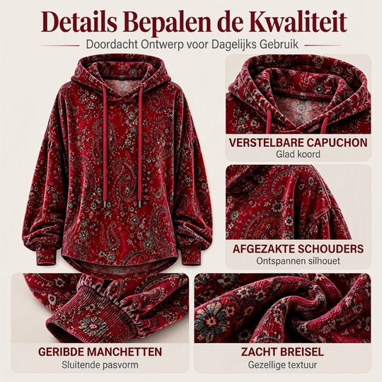 ✨ New Collection 💎 Women's Paisley-Print Hoodie with Drawstring – Comfortable Casual Sweatshirt with a Trendy Look